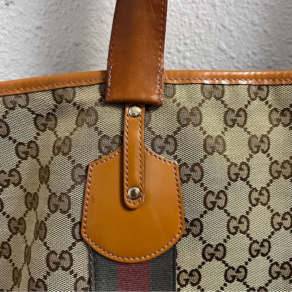 Gucci Jolie Sherry Beige Tan Stripe Tote - Picture 11 of 15